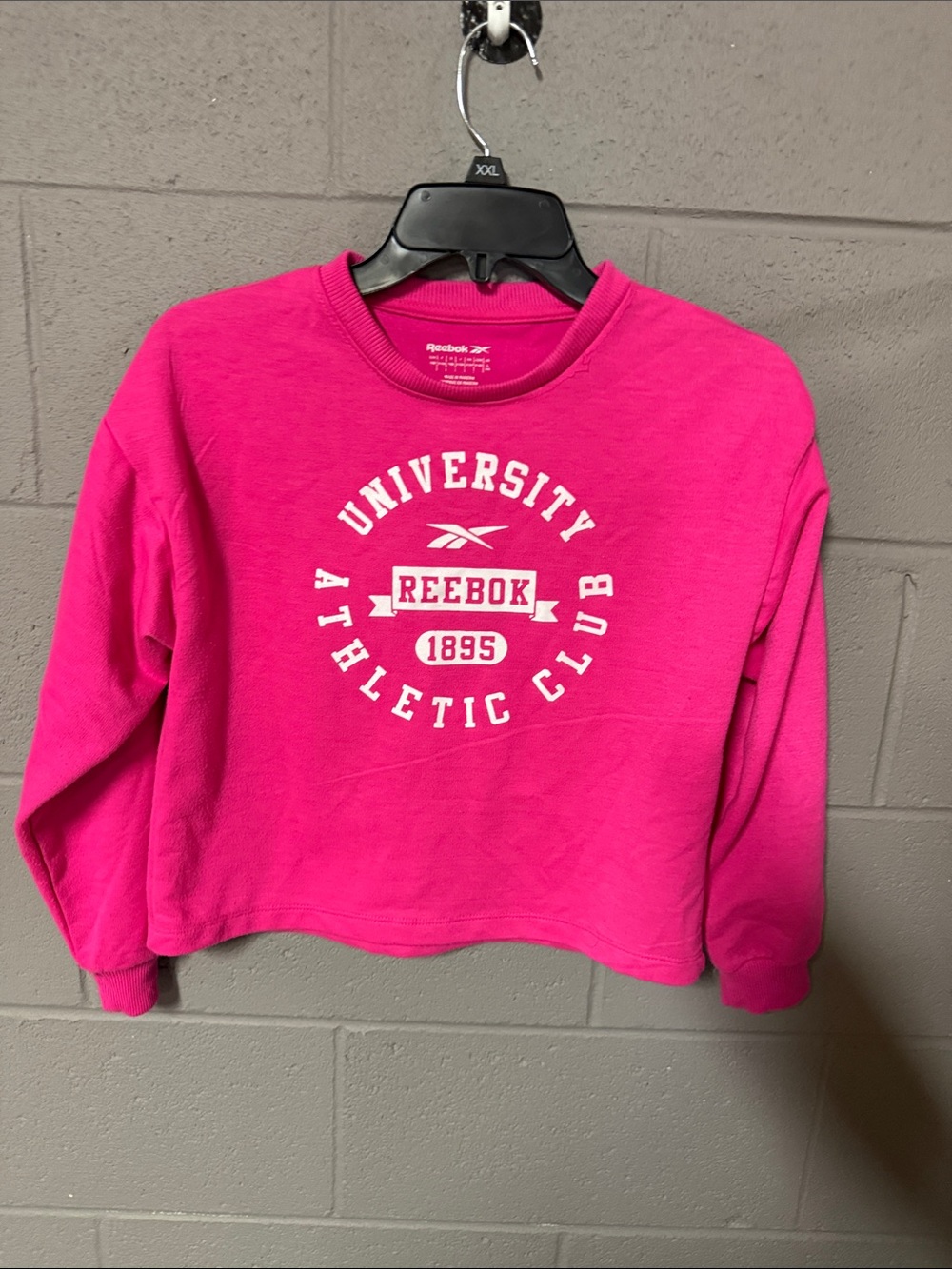 Reebok Hot Pink University Athletic Club Cropped Sweatshirt